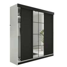  Lamaro Tolóajtós Szekrény tükörrel 200x205cm - fehér&amp; fekete bútor