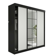  Lamaro Tolóajtós Szekrény tükörrel 200x205cm - fekete &amp; fehér bútor