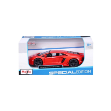 Lamborghini Aventador Coupé fém model 1:24 - narancssárga-piros autópálya és játékautó