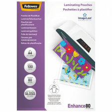 Lamináló fólia, A4, 80 mikron, fényes, 100 db/doboz, Fellowes® lamináló fólia