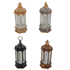  Lámpás LED-es gyertyával rusztikus 15x6cm dekorációs kellék