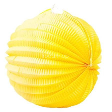 . Lampion, kerek, 22 cm, sárga party kellék