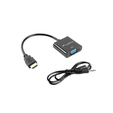 Lanberg 20cm hdmi apa - vga anya + jack 3,5mm adapter kábel és adapter