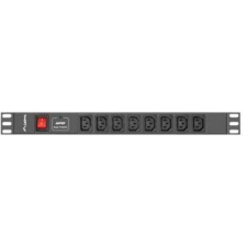 Lanberg PDU-08I-0200-C20-BK 8x C13 IEC túlfeszültség védő elosztó 2m hosszabbító, elosztó