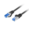 Lanberg UTP CAT6A Összekötő Fekete 25cm PCF6A-10CC-0025-BK