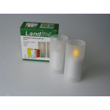 Landlite LED/CAL-01, 2 db-os szett, mágikus LED gyertya lámpa készlet, (szín: fehér üveg tartó, fehér műanyag gyertya, sárga villogó LED) világítás