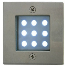 Landlite LED-GR92-3, 3x1,0W, 3db-os szett, trafóval, fém szín: matt króm, IP68, földbe süllyesztett LED lámpa, LED szín: kék kültéri világítás