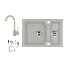  Laneo Boston S63-43B Gránit Mosogató + Csap + Dugóemelő (bézs) fürdőkellék