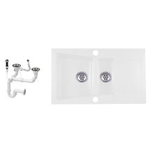  Laneo Locarno L87-515BI Gránit Mosogató + Dugóemelő (Fehér) fürdőkellék