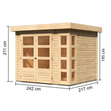 LanitPlast KARIBU fából készült kerti ház KERKO 3 (82926) natur LG2948 kerti tárolás