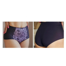 Lanny mode Női magas derekú finom selyme-csipke mintás alsó (mama bugyi) Padlizsán, 2XL
