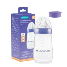 Lansinoh Cumisüveg 3h+ közepes folyású etetőcumival + fedéllel 240 ml cumisüveg