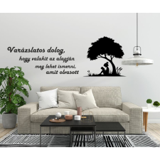 Lány a fa alatt olvas grafika, keretezett kép