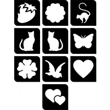  Lányos - 5 x 5 cm csillámtetoválás SABLON készlet - 10 darabos csillámtetoválás