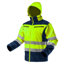  Láthatósági Softshell Munkavédelmi kabát, kapucnival, sárga, XXXL láthatósági ruházat
