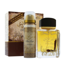 Lattafa Pure Oudi ajándék szett unisex EDP 100 ml + deospray 50 ml kozmetikai ajándékcsomag