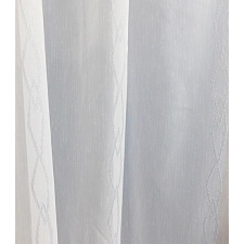 Látvány Textil Kft Fehér batiszt kész függöny szürkéskék mintával 100x100cm bújtatós lakástextília