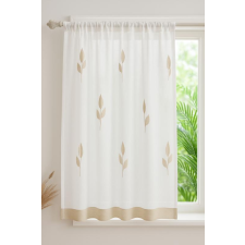 Látvány Textil Kft Fehér sable vitrage függöny drapp bordűr 55x140cm lakástextília
