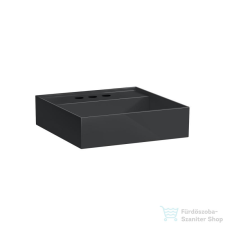 Laufen Kartell By Laufen 46x46 cm-es mosdó 3 csaplyukkal,fényes fekete H8153310201581 szaniter