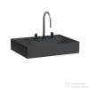 Laufen Kartell By Laufen 60x46 cm-es túlfolyó nélküli mosdó 3 csaplyukkal,bal oldali polccal,graphite matt H8103357581581