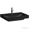 Laufen MEDA 65x46 cm-es falra/bútorra szerelhető csiszolt aljú mosdó túlfolyó nélkül,matt fekete H8161147161111