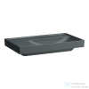Laufen MEDA 80x46 cm-es falra/bútorra szerelhető mosdó csaplyuk nélkül,bal oldali pulttal,matt grafit H8171157581091
