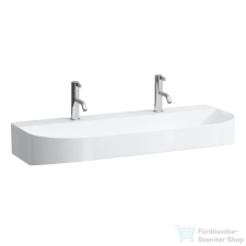 Laufen Sonar 100x42 cm-es mosdó 2 csaplyukkal,túlfolyó nélkül,matt fehér H8103477571151 szaniter