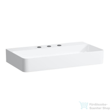 Laufen Val SaphirKeramik 75x42 cm-es mosdó 3 csaplyukkal,túlfolyó nélkül,fehér H8102850001581 szaniter
