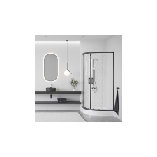  LAVEO BRESSO félkör zuhanykabin zuhanytálcával 90x90x185 cm átlátszó üveg/fekete kád, zuhanykabin