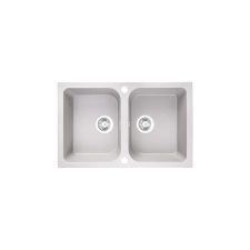 LAVEO CELIA Gránit mosogató: kétmedencés, fehér mosogatótálca