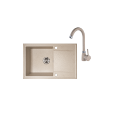 LAVEO HUNTER  SZETT Gránit mosogató: egymedence csepptálcás, Szín: Bézs álló csapteleppel mosogatótálca