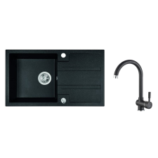 LAVEO SZETT BARBADOS+ LETTE Gránit tálca + Álló csaptelep - Fekete mosogatótálca