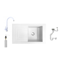  Laweo Jawa Gránit mosogató + Csaptelep + Adagoló (fehér) csaptelep