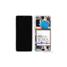 LCD Partner Samsung Galaxy S21 5G (SM-G991B) LCD kijelző + érintő +keret fehér - eredeti mobiltelefon, tablet alkatrész