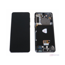 LCD Partner Samsung Galaxy S21 Plus 5G (SM-G996B) LCD kijelző + érintő +keret fekete - eredeti mobiltelefon, tablet alkatrész
