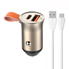 LDNIO C509Q USB, USB-C 30W Car charger + MicroUSB cable Cable mobiltelefon kellék
