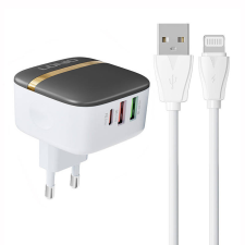 LDNIO Wall charger LDNIO A3513Q 2USB, USB-C 32W + Lightning cable mobiltelefon kellék