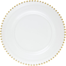 LE COQ Porcelaine LE COQ Helios Lapos tányér, ø: 215 mm, arany, gyöngyszegélyes tányér és evőeszköz