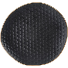 LE COQ Porcelaine Sekély tányér, Le COQ Kypseli 31,5x29 cm, fekete tányér és evőeszköz
