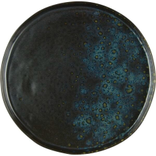 LE COQ Porcelaine Sekély tányér, Le COQ Phobos 20,5 cm, feketéskék tányér és evőeszköz