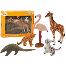Lean Toys Állatok figurák zsiráf flamingó elefánt tigris halmaza játékfigura
