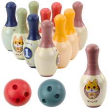 Lean Toys Bowling szett macskákkal gyerekeknek 10 bowling pin 2 színes labda oktatójáték