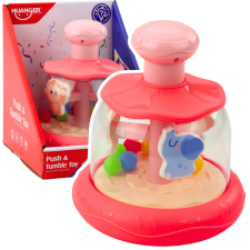 Lean Toys Carousel Spinning Top golyókkal és állatokkal Víziló oroszlán majom rózsaszín készségfejlesztő