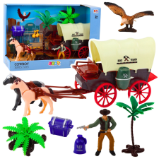 Lean Toys Cowboy Állítsa figurák Western Wagon Horse Cowboy Palms játékfigura