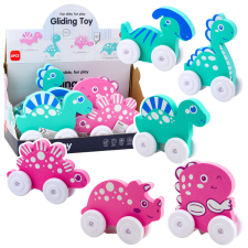 Lean Toys Dinosaur on Wheels EVA hab kisgyermekeknek Pink Blue Mix készségfejlesztő