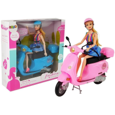 Lean Toys Doll Scooter sisak, hosszú hajú rózsaszín szett baba