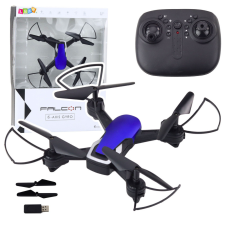 Lean Toys Drone hattengelyes giroszkóp LED lámpák 360°-ban forgó kék távirányítós modell