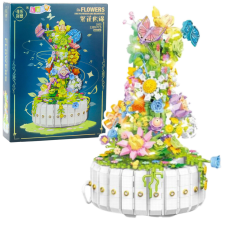 Lean Toys Építőelemek Virágkompozíció pillangós LED lámpákkal 1399 db. építkezés