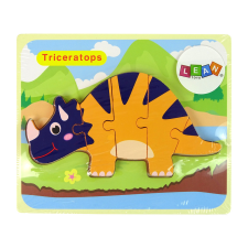 Lean Toys Fa kirakós dinoszauruszok Triceratops Ankylosaurus narancs puzzle, kirakós