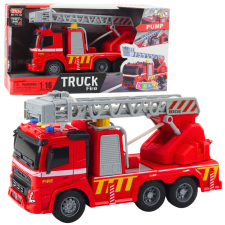 Lean Toys Fire Truck Fire Department Ladder Lights Sounds Water Spray 1:16 autópálya és játékautó